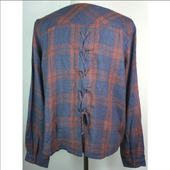 Cloth Stone Large Blouse Shirt Lace Up Split Back - Picture 3 of 6